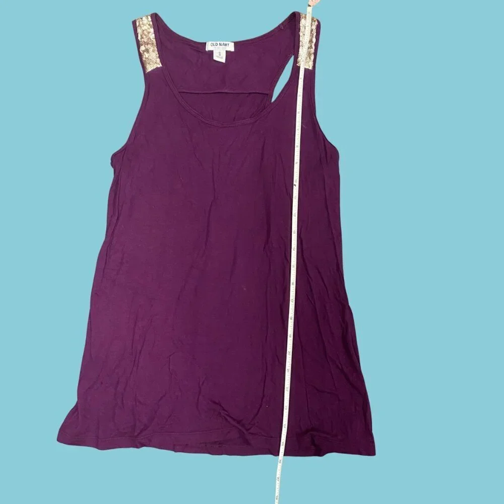 ✨ Old Navy Purple Sequin Strap Tank Top | Size M ✨ - Picture 3 of 7